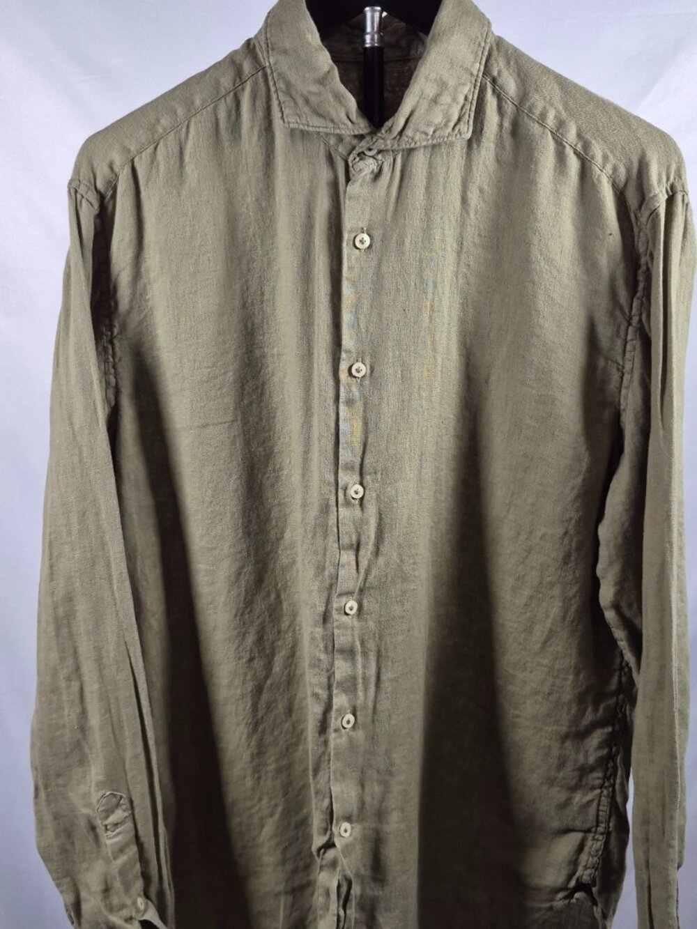 Camicissima Men’s Olive Linen Collection Shirt Size 40 (~M) Comfort Fit